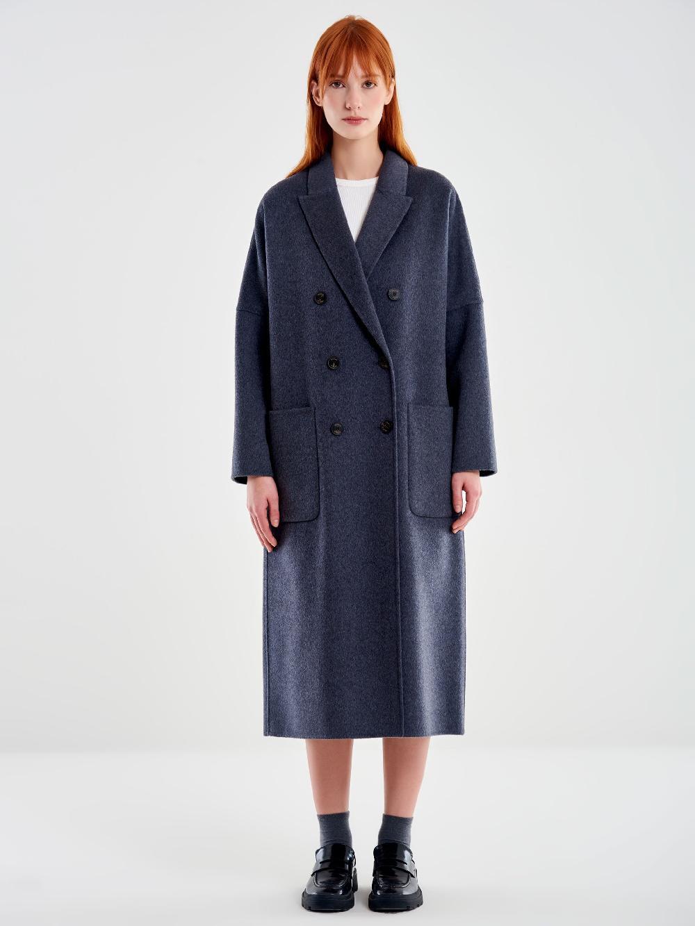 Vicolo Cappotto Doppiopetto Basic Lungo Grigio Qualità