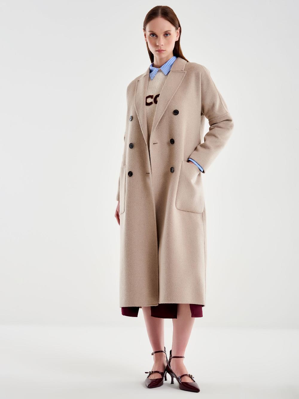 Vicolo Cappotto Doppiopetto Basic Lungo Tortora Promozione