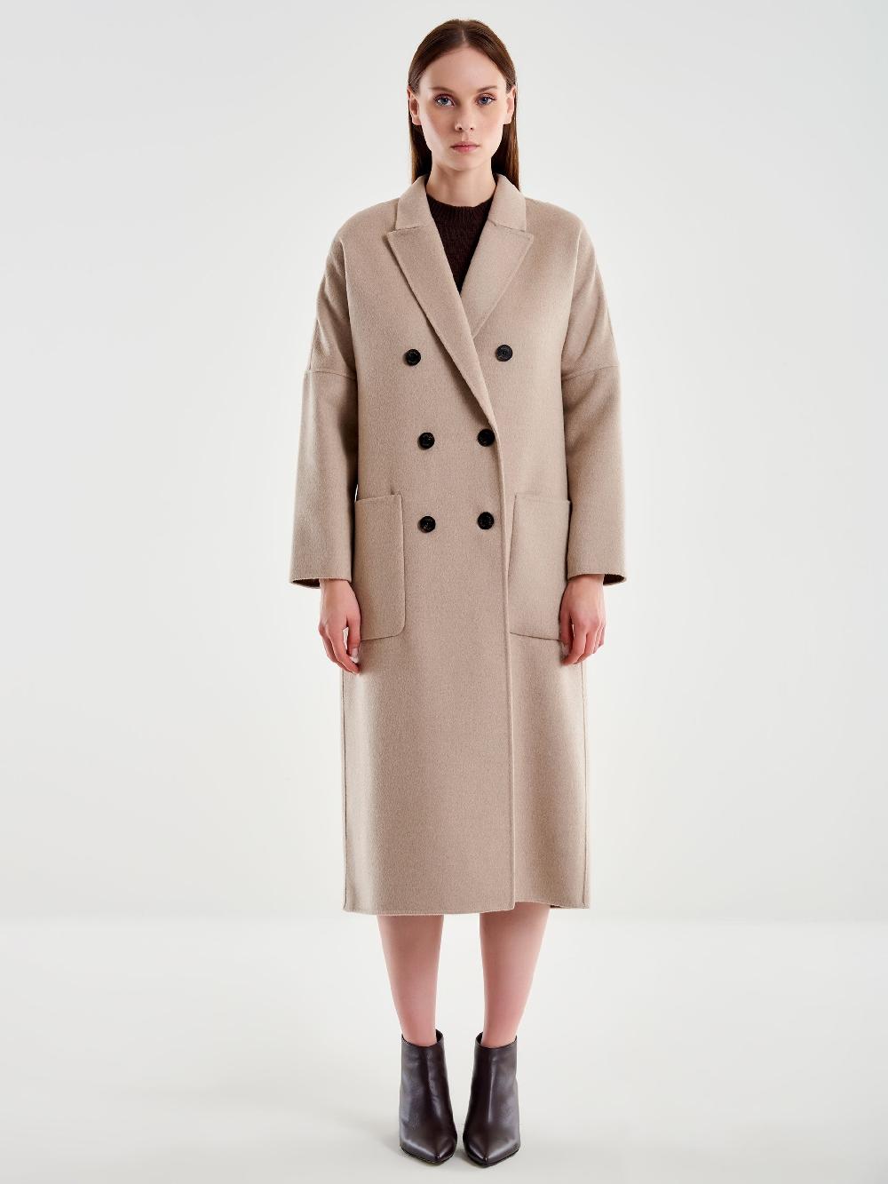 Vicolo Cappotto Doppiopetto Basic Lungo Tortora Promozione