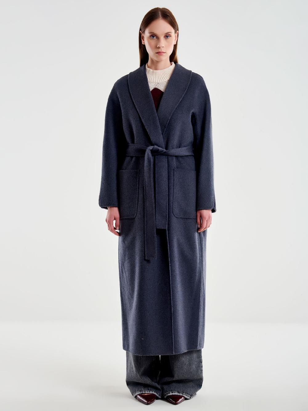 Vicolo Cappotto con Cintura Lungo Grigio Spedizione Gratuita