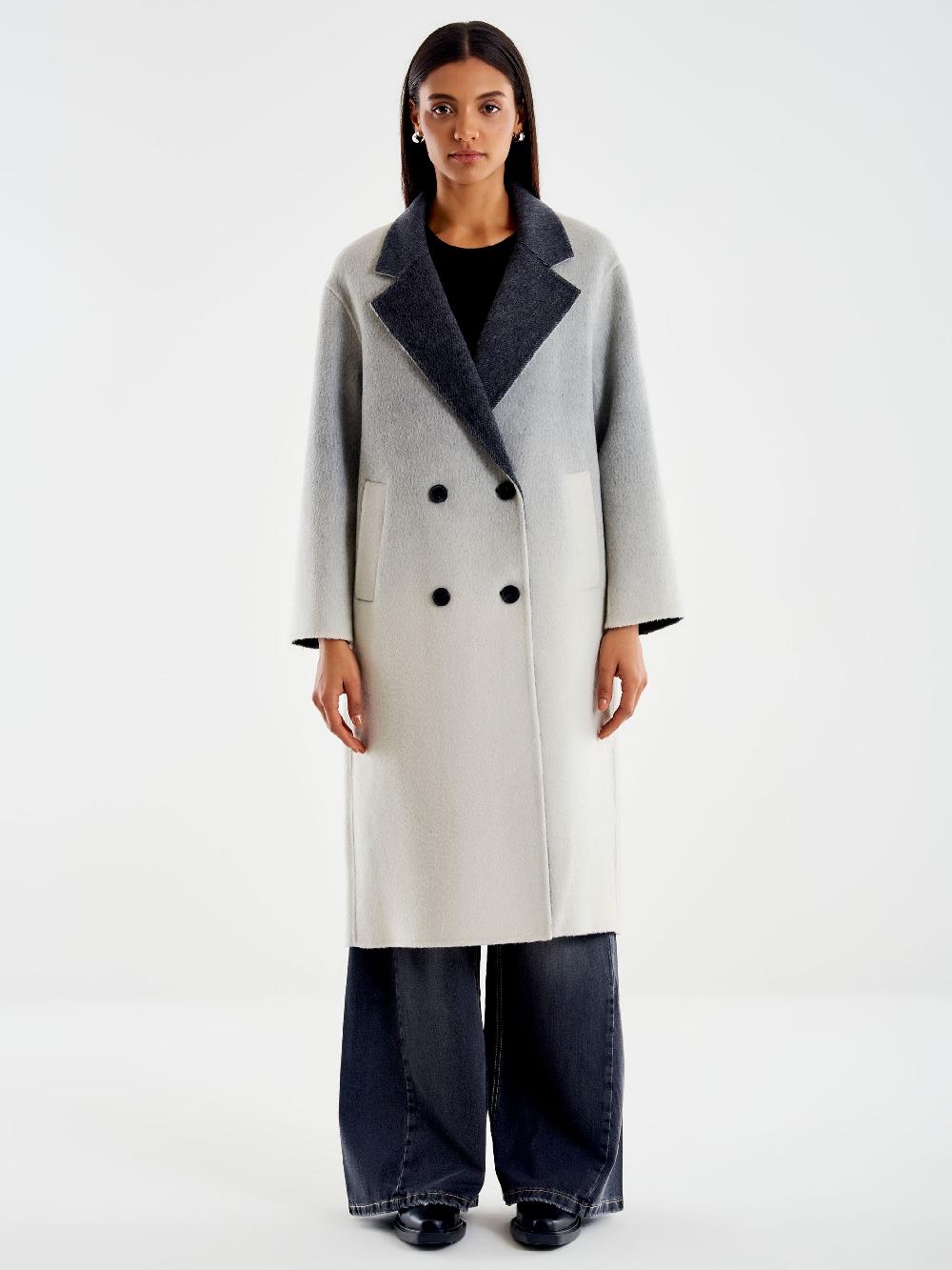 Vicolo Cappotto Ampio Effetto Sfumato Grigio Soddisfazione Garantita