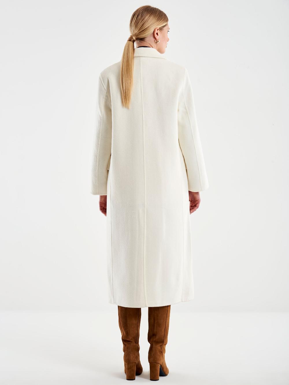 Vicolo Cappotto Lungo Doppiopetto Bianco Consegna Veloce