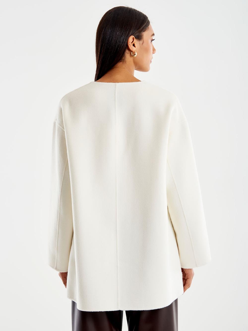 Vicolo Cappotto Corto Scollo a V Bianco Promozione Limitata