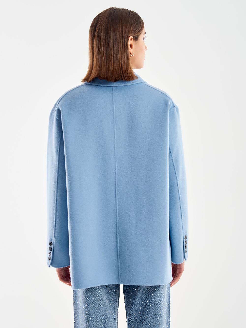 Vicolo Giacca Oversized Misto Lana Azzurro Fino Al -60%