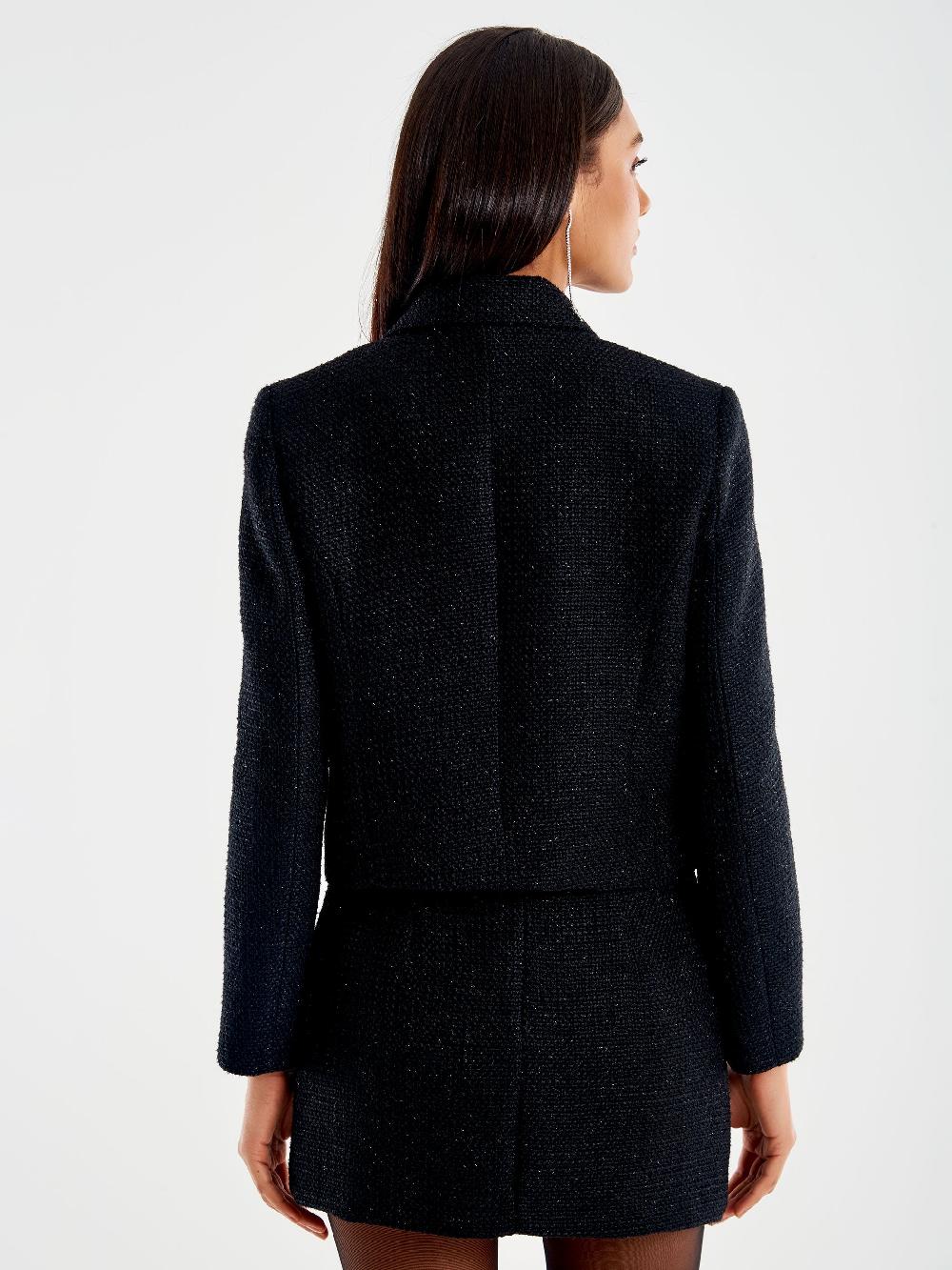 Vicolo Blazer Lamè Cropped Nero Shopping Online