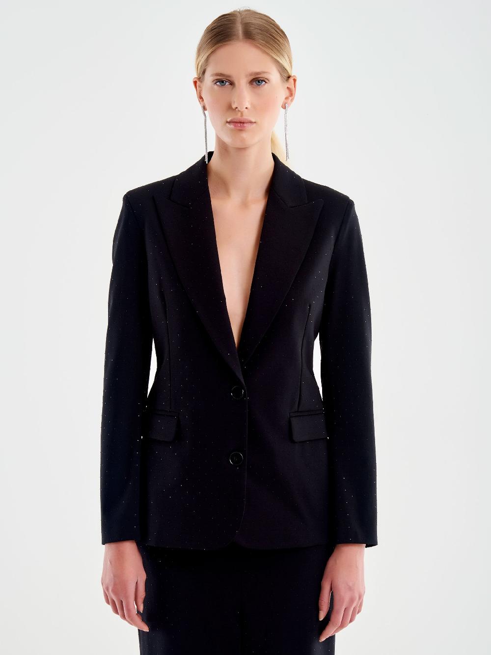 Vicolo Blazer Sfiancato con Strass Nero Affare Del Giorno
