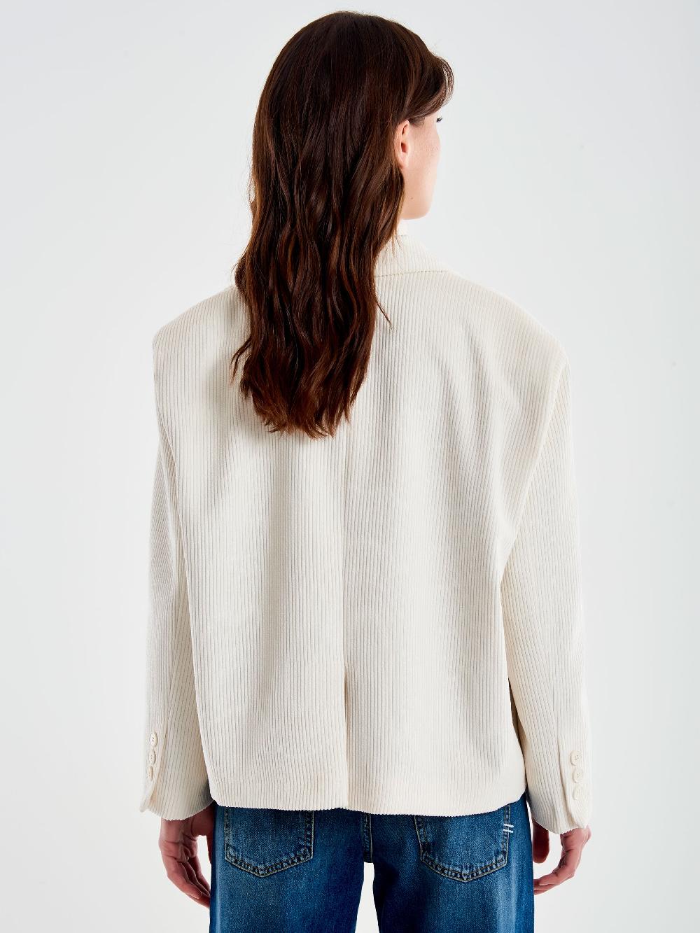 Vicolo Giacca Oversized Cropped Velluto Bianco Convenienza