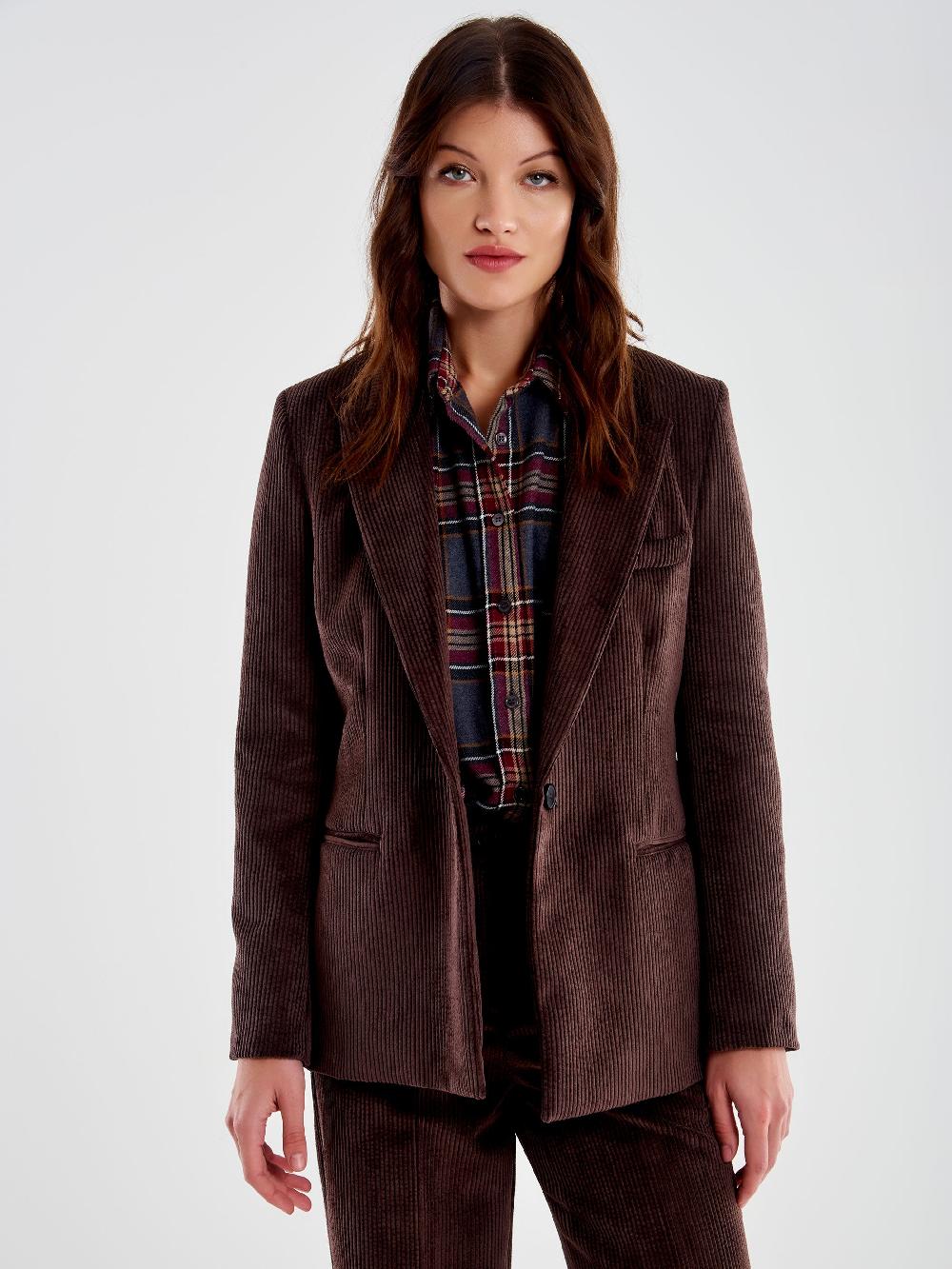 Vicolo Blazer Monopetto in Velluto a Coste Moro Offerta