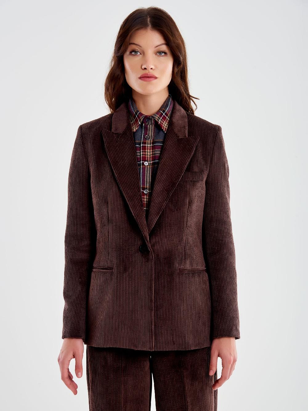 Vicolo Blazer Monopetto in Velluto a Coste Moro Offerta
