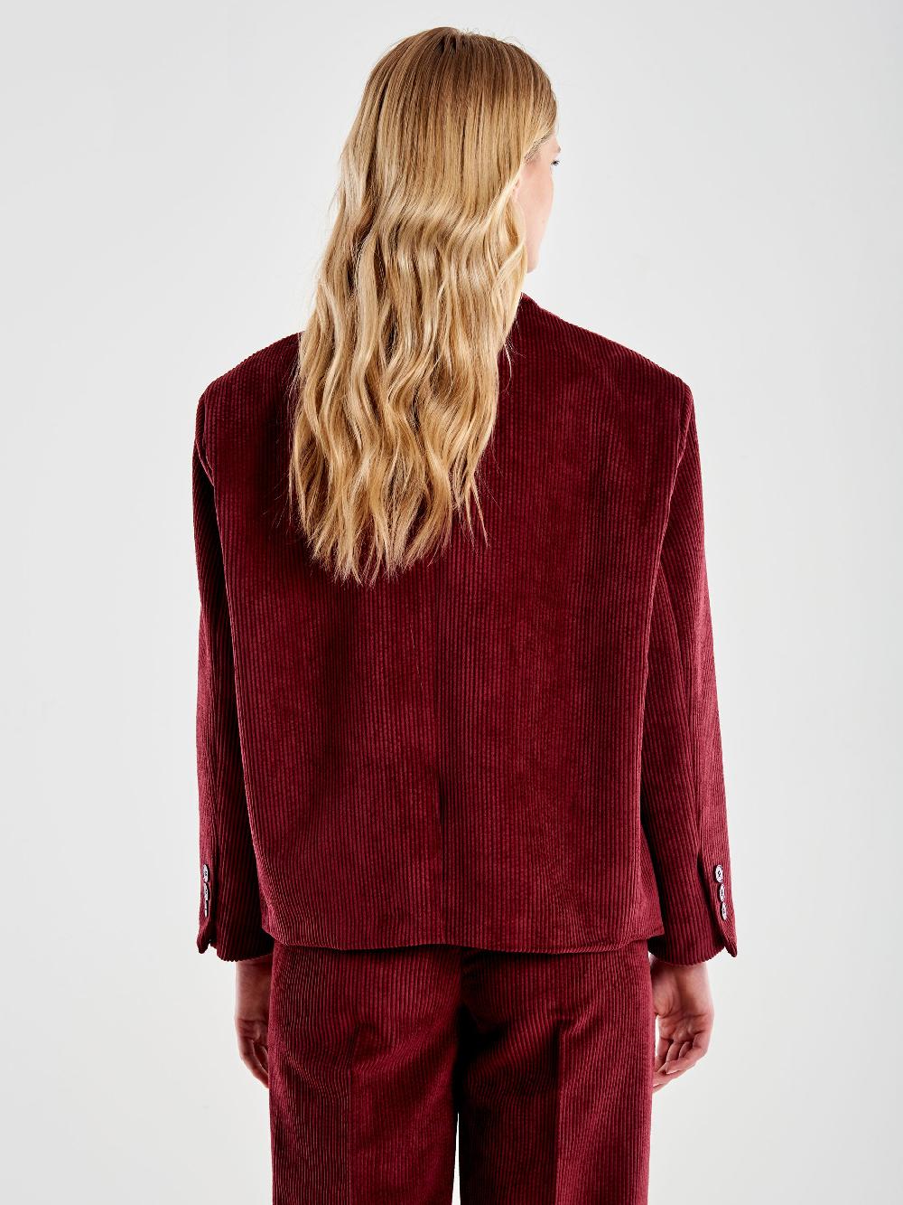 Vicolo Giacca Oversized Cropped in Velluto Bordeaux Economico