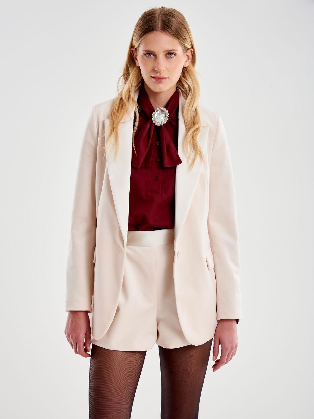 Vicolo Blazer Velluto con Reverse Satin Bianco Online