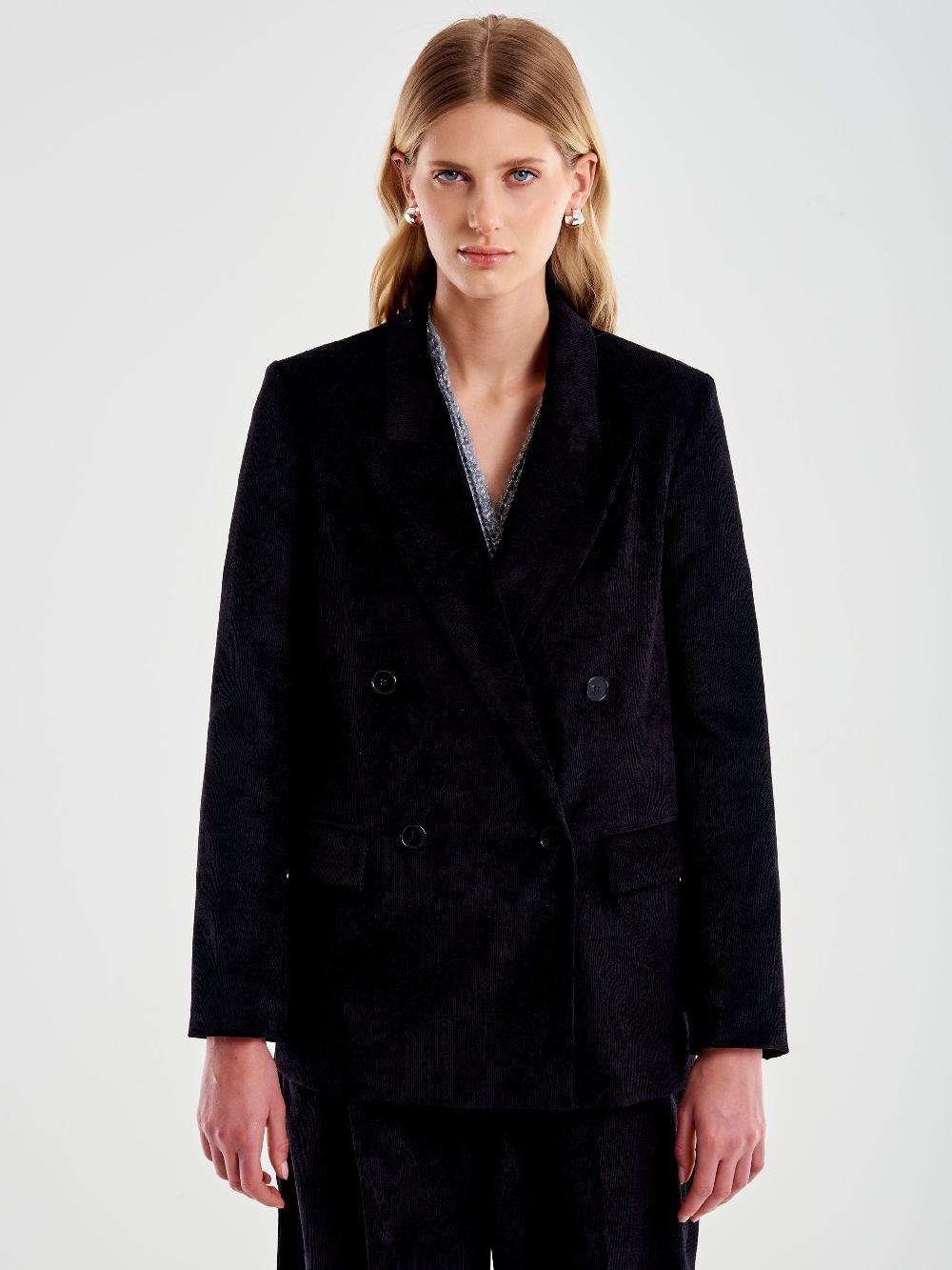 Vicolo Blazer in Velluto Doppiopetto Nero Outlet