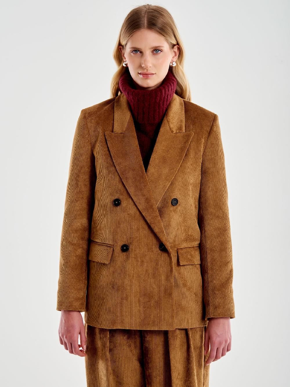 Vicolo Blazer Doppiopetto in Velluto Cammello In Vendita