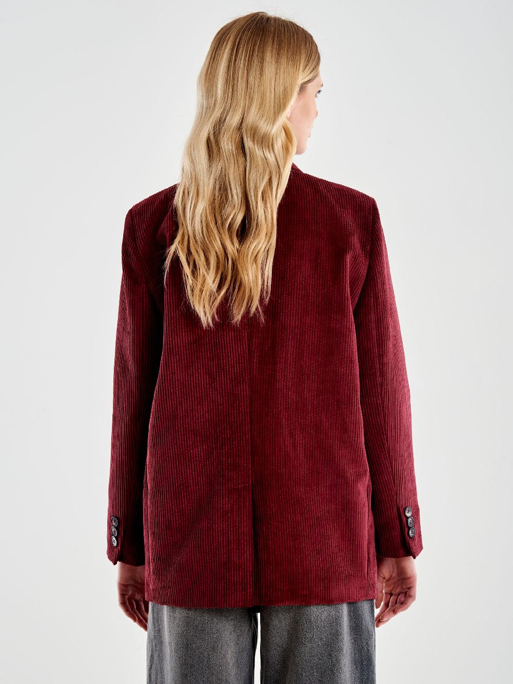 Vicolo Blazer con Rosa Oversized Velluto Bordeaux Saldi