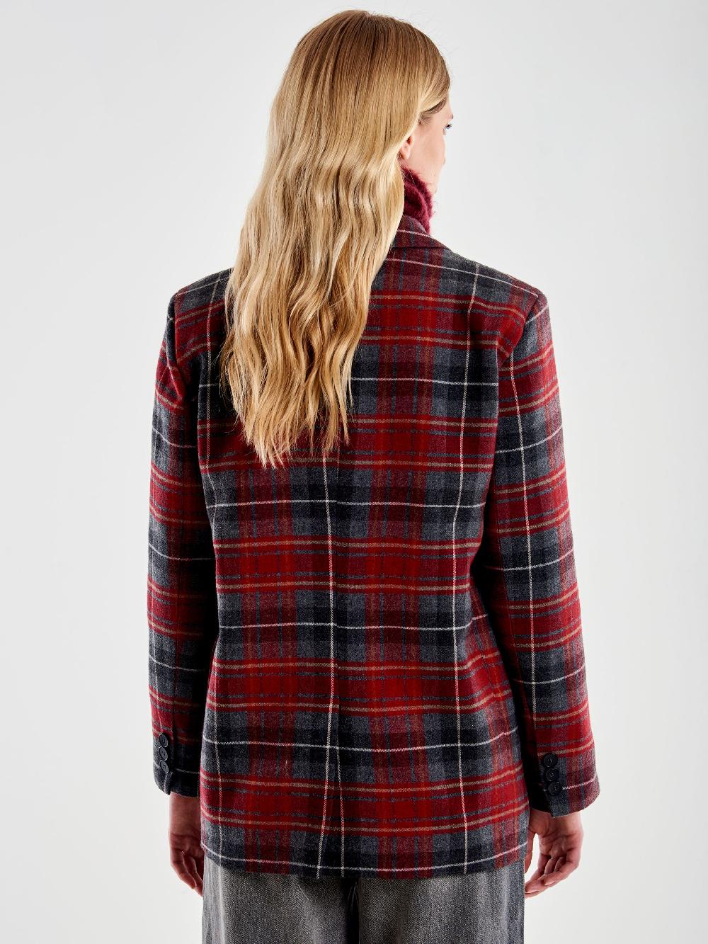 Vicolo Blazer Doppiopetto Over Spilla Quadri Bordeaux Offerte