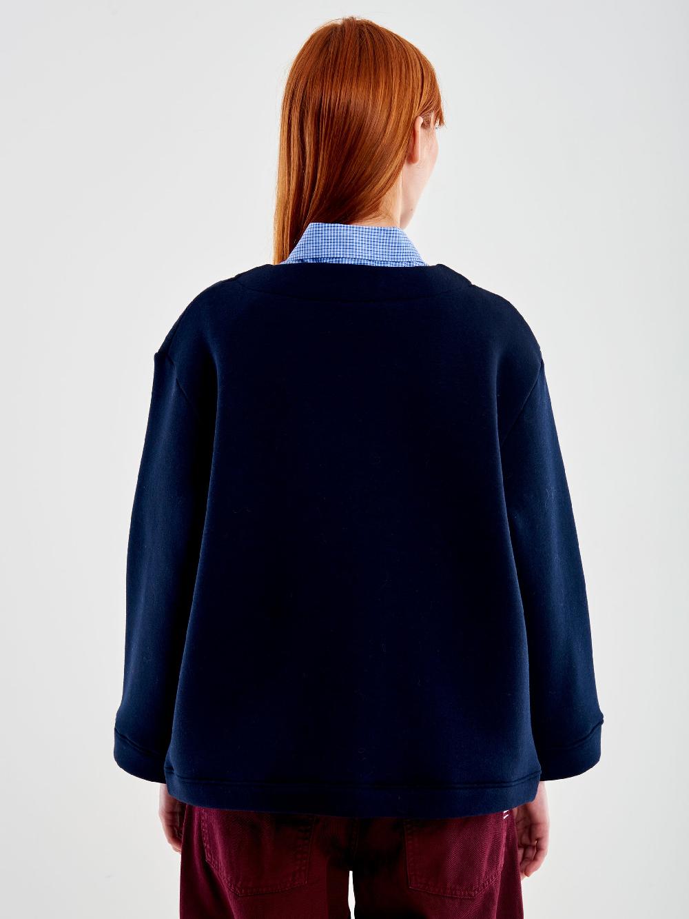 Vicolo Cardigan in Felpa con Patch Blu Vendite Flash