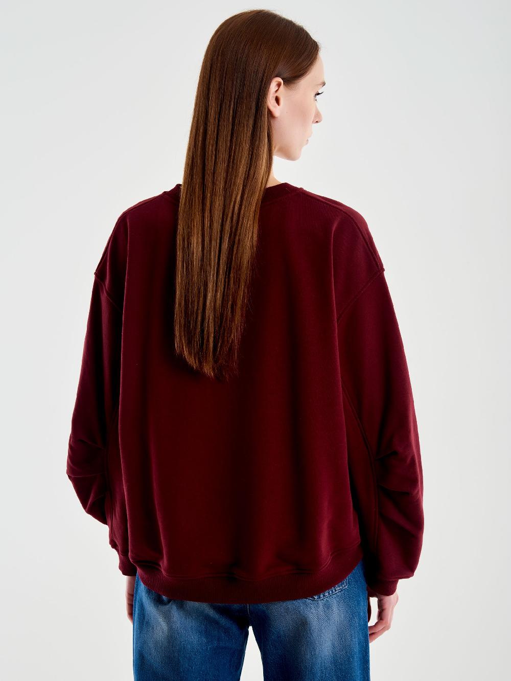 Vicolo Felpa Oversized Varsity Bordeaux In Saldo