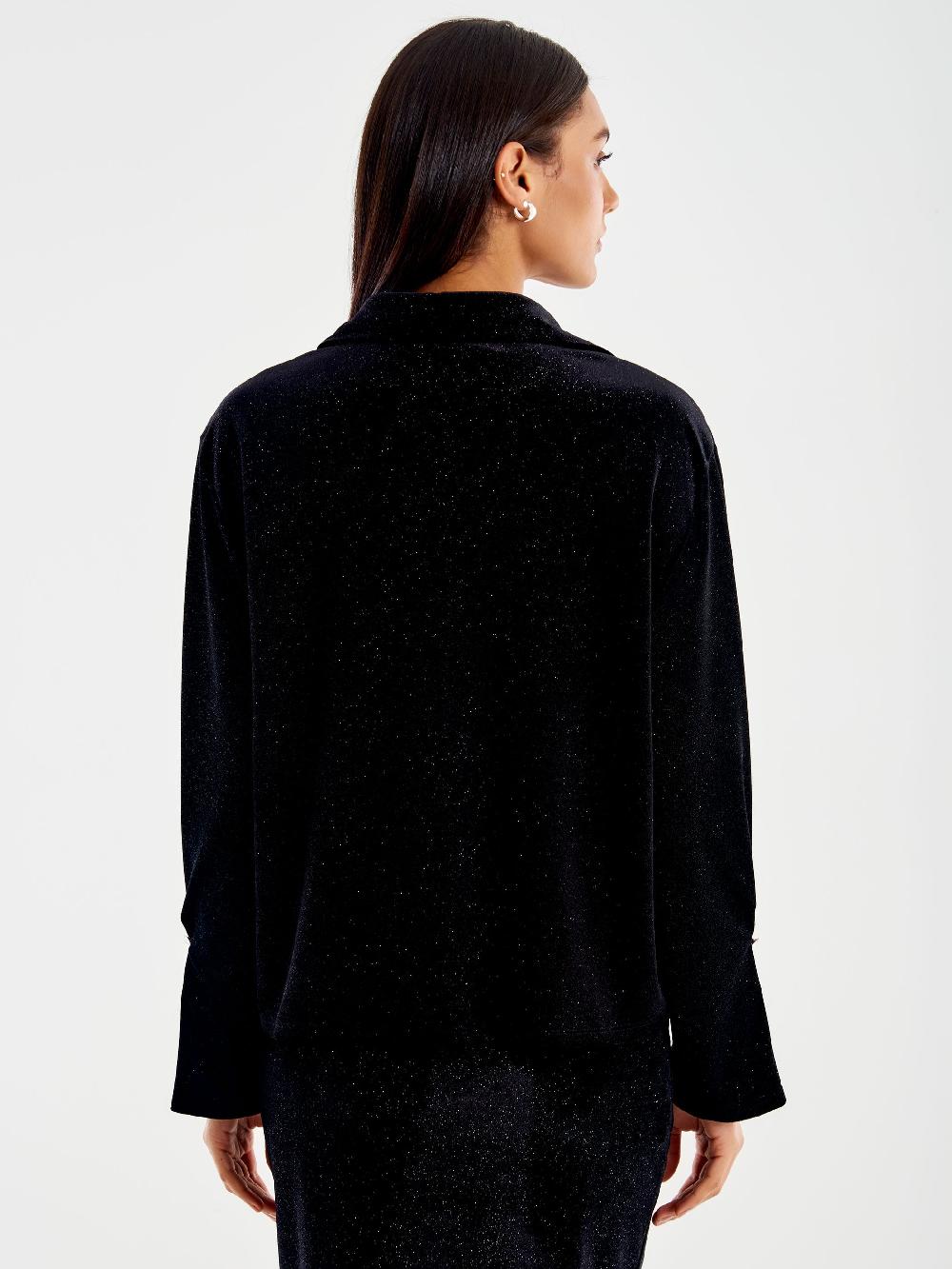 Vicolo Camicia in Ciniglia con Glitter Nero Italy