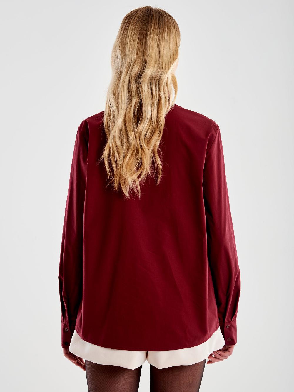 Vicolo Camicia con Fiocco e Cabochon Bordeaux Nuovo