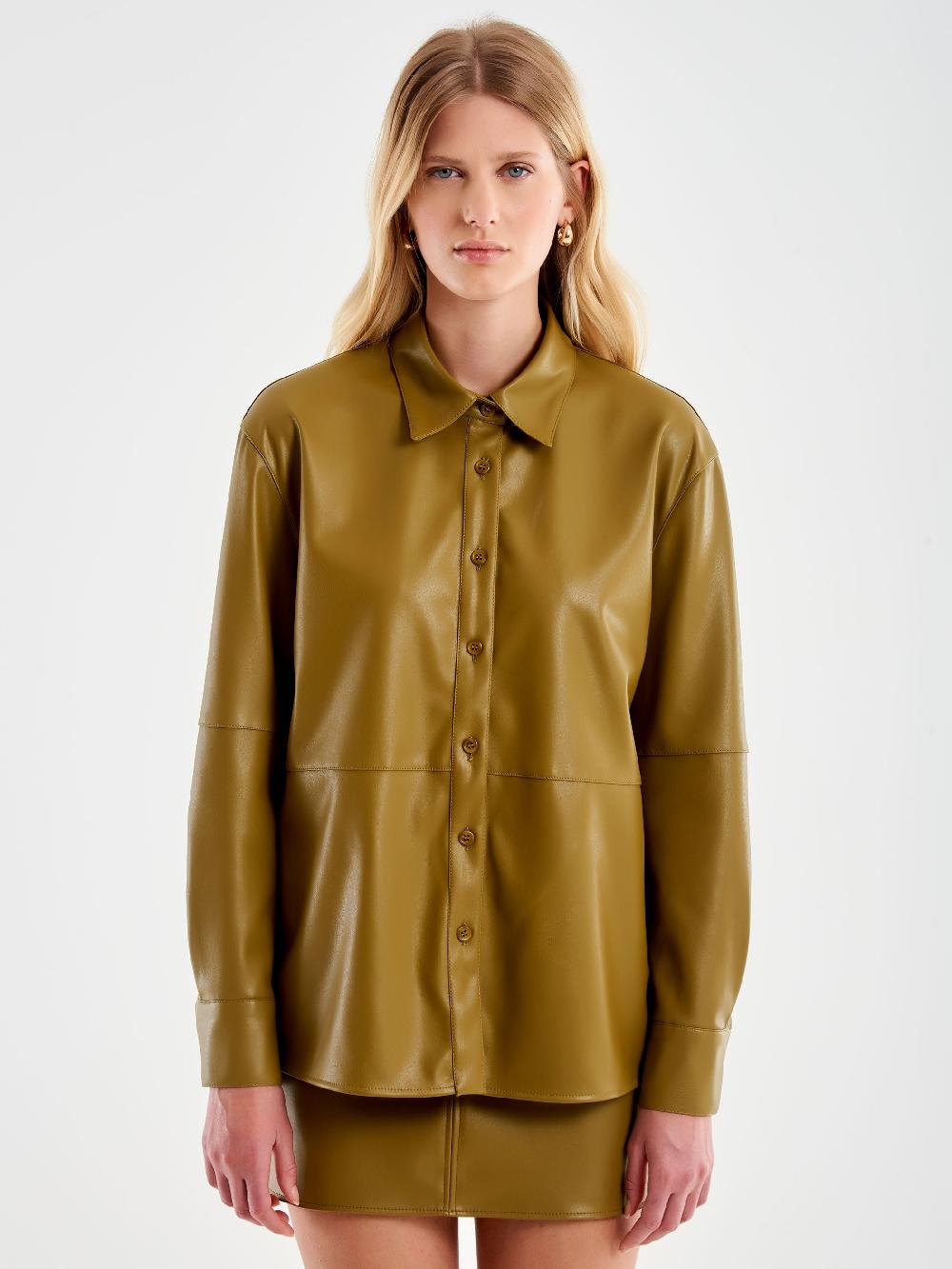 Vicolo Camicia Effetto Pelle Militare Qualità