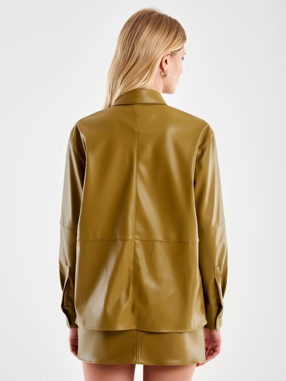 Vicolo Camicia Effetto Pelle Militare Qualità