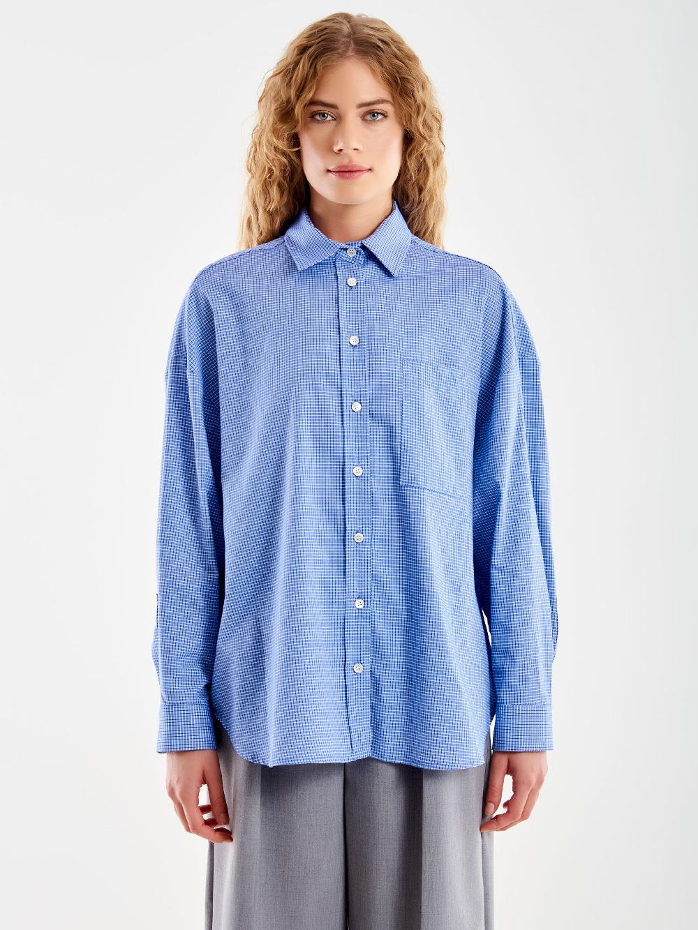 Vicolo Camicia a Quadri con Tasca Blu Vendita