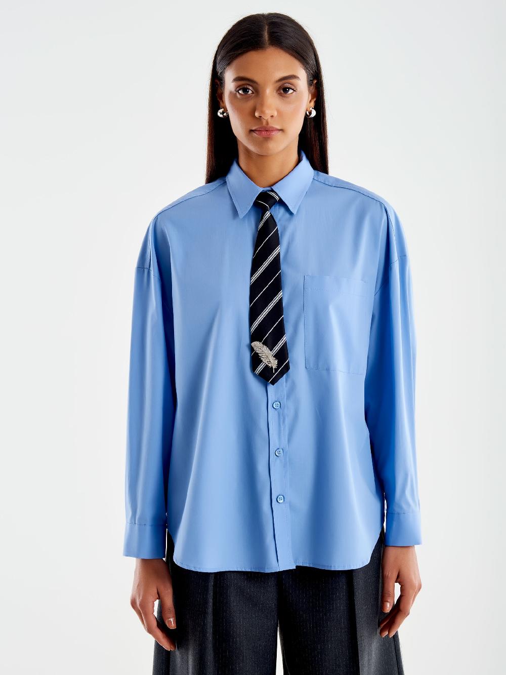 Vicolo Camicia con Cravatta a Righe Azzurro Pezzi Unici