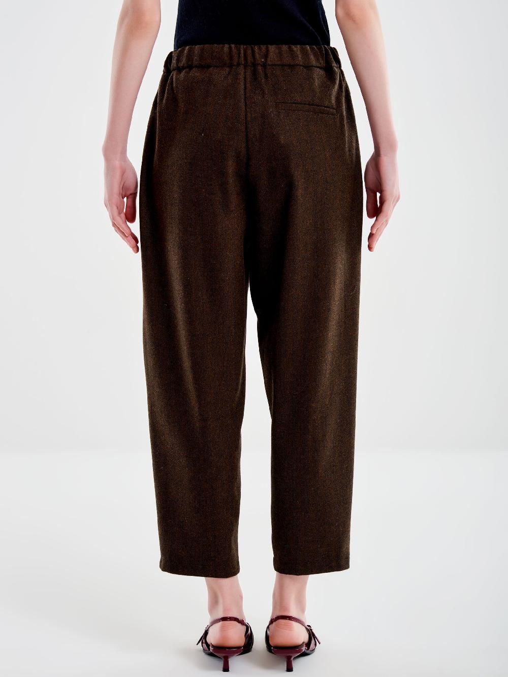 Vicolo Pantalone Carrot Fit Fesco di Lana Spinato – Vicolo Negozi Online