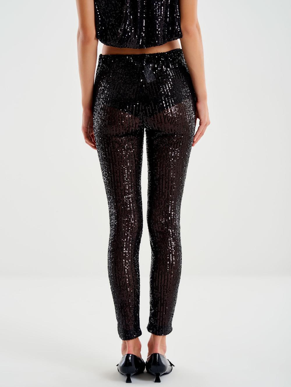 Vicolo Leggings in Paillettes Nero Shopping Online