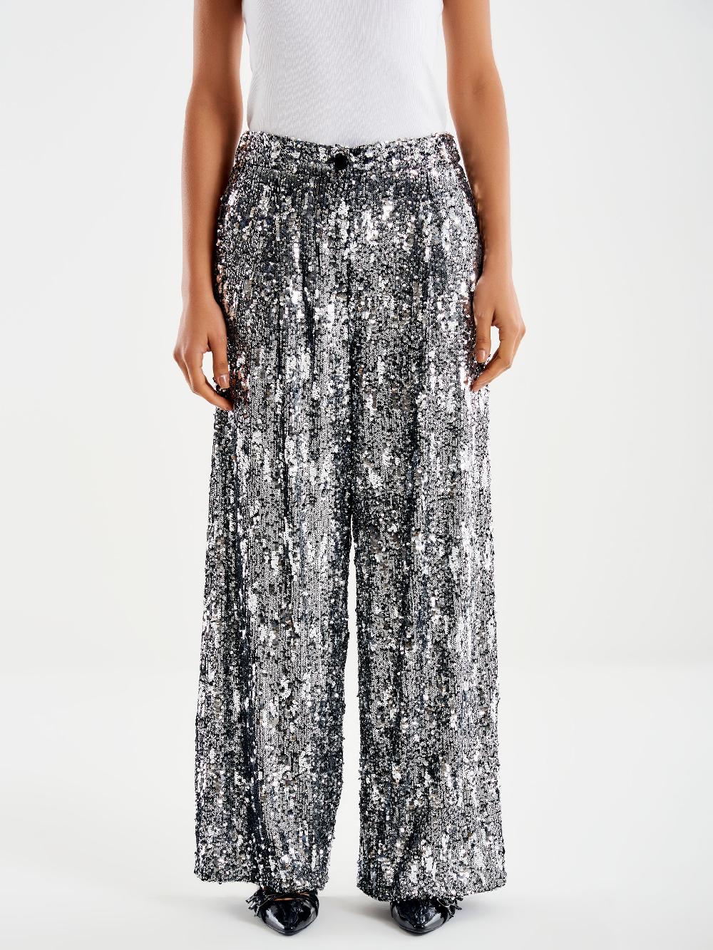 Vicolo Pantalone Ampio Paillettes Grigio Affare Del Giorno