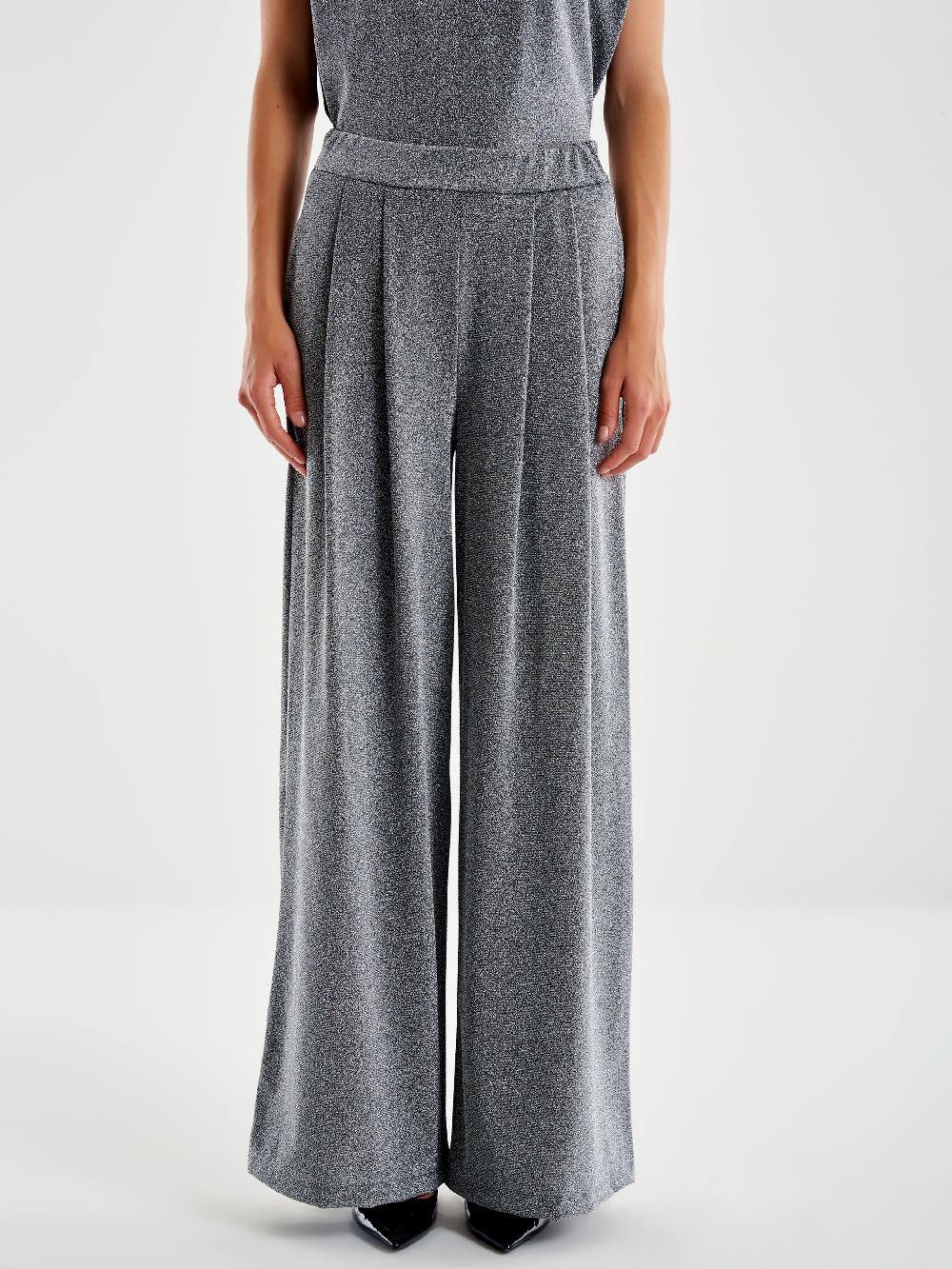 Vicolo Pantalone Ampio Lurex Grigio Prezzo Ridotto