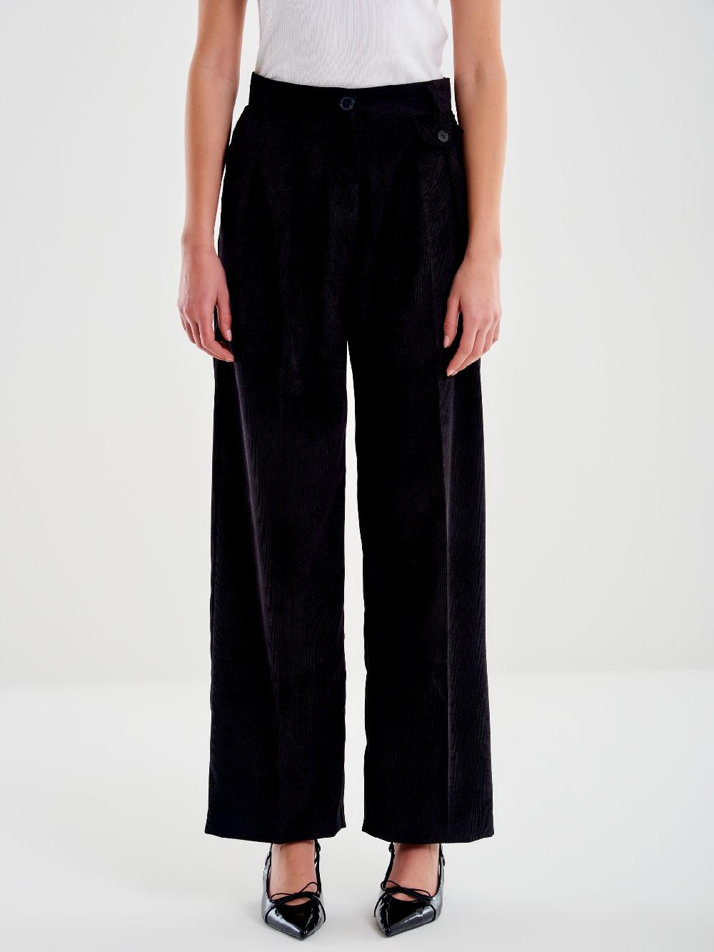 Vicolo Pantalone in Velluto a Coste Nero Presa