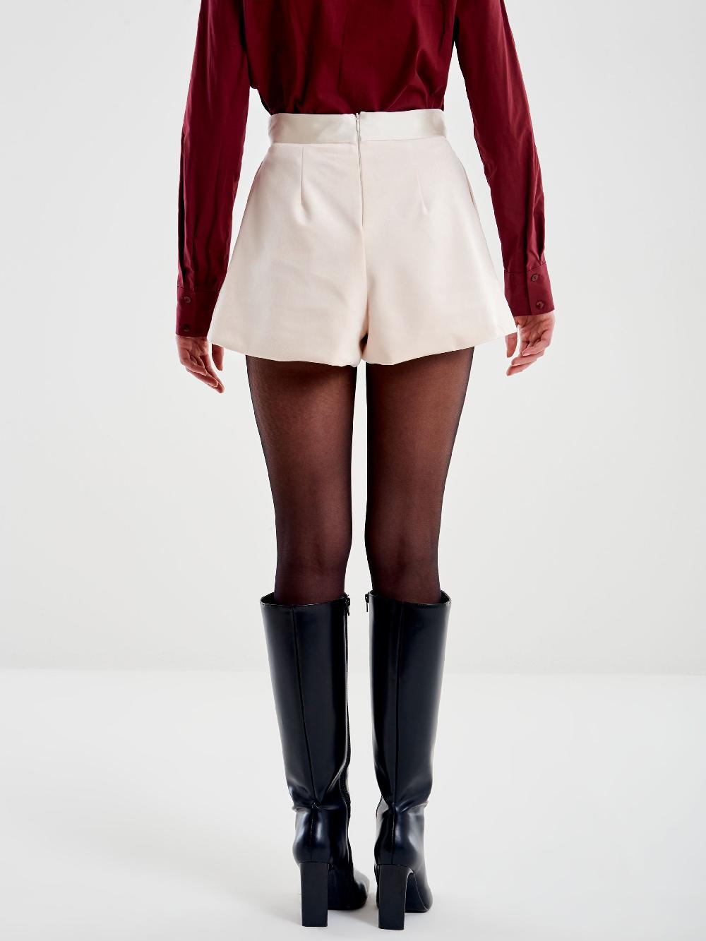 Vicolo Shorts in Velluto Dettaglio Satin Bianco Promozione