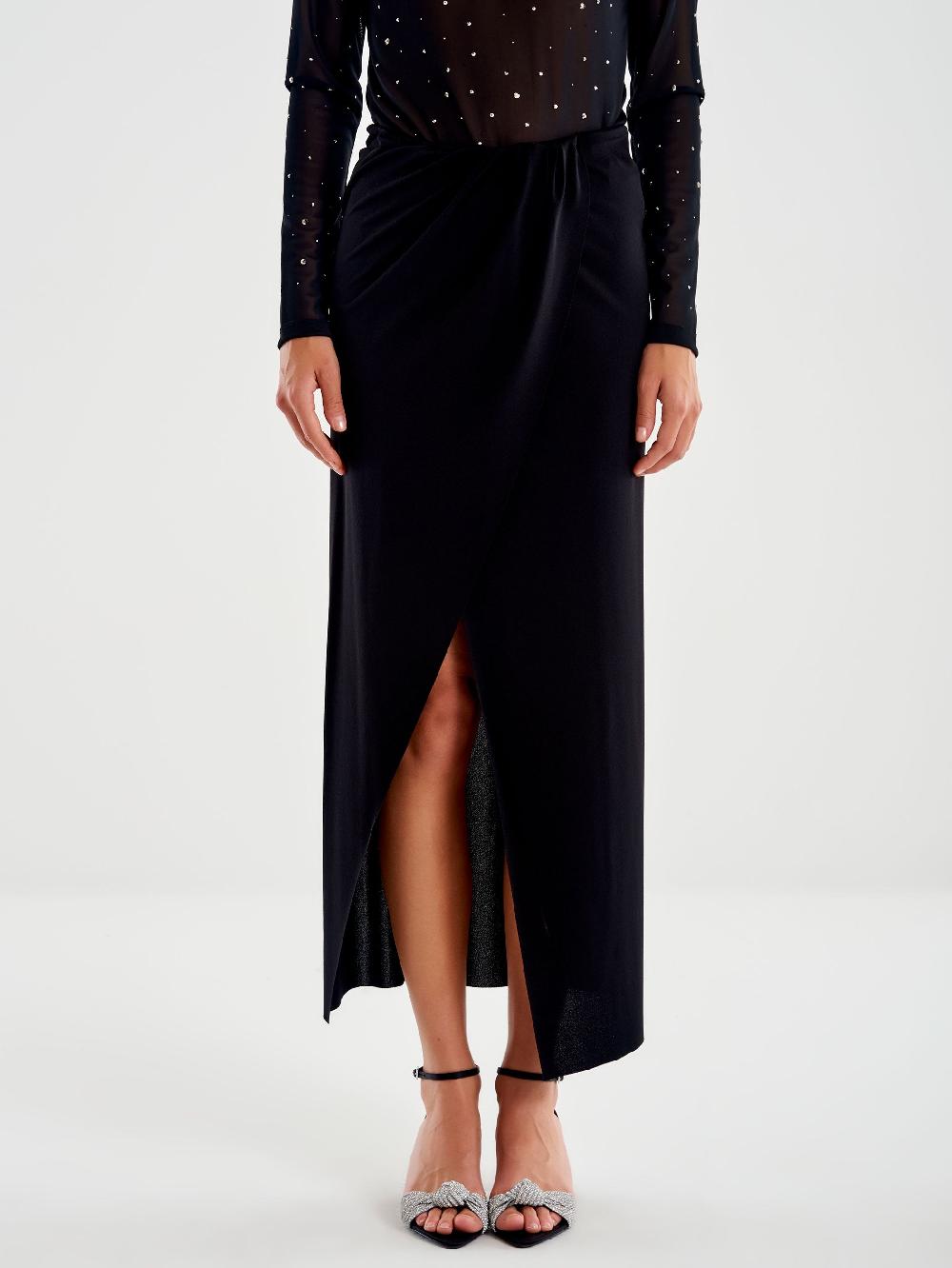 Vicolo Gonna Midi con Spacco Centrale Nero Shopping Online