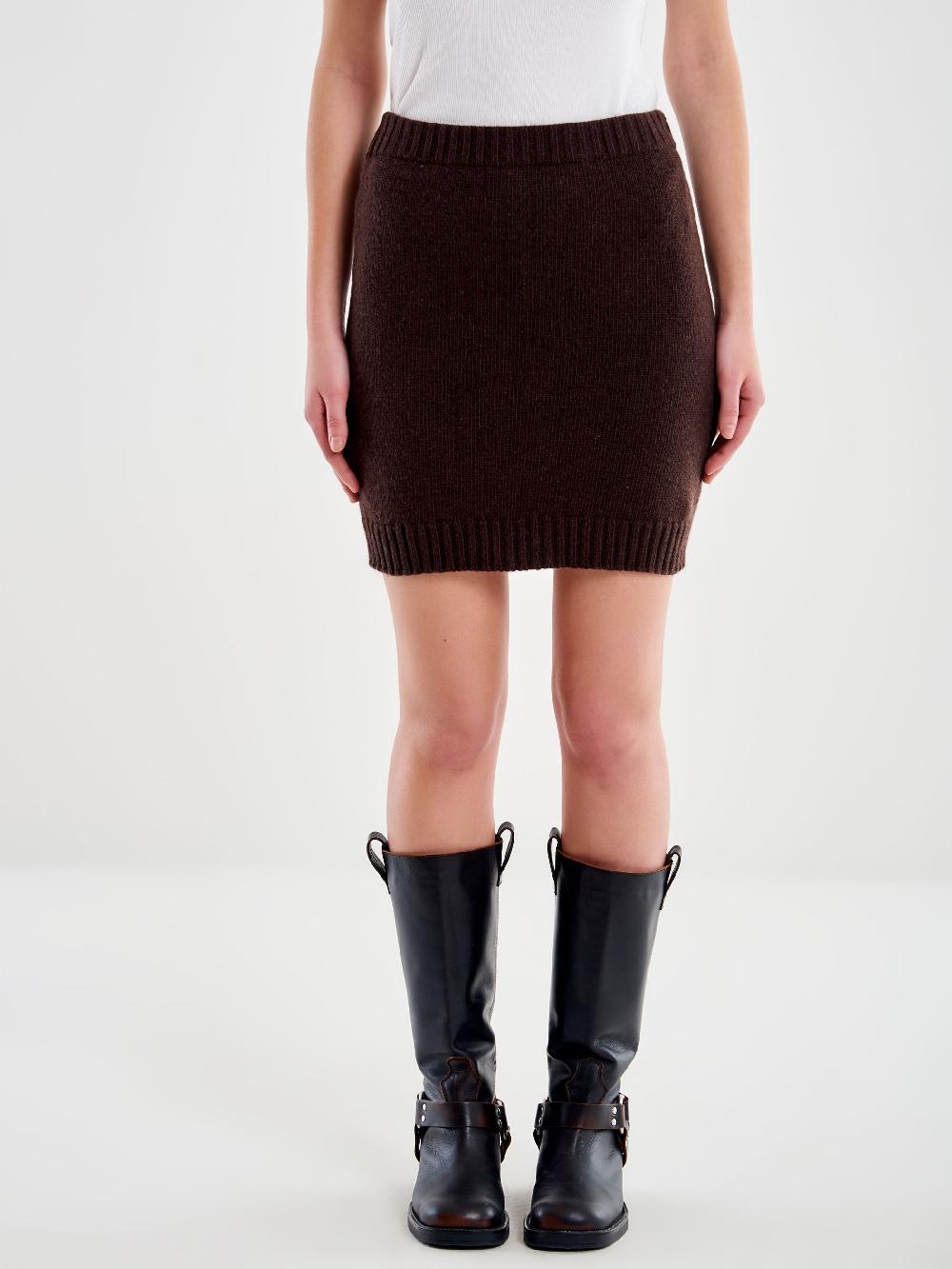 Vicolo Gonna Mini in Maglia Moro Moda