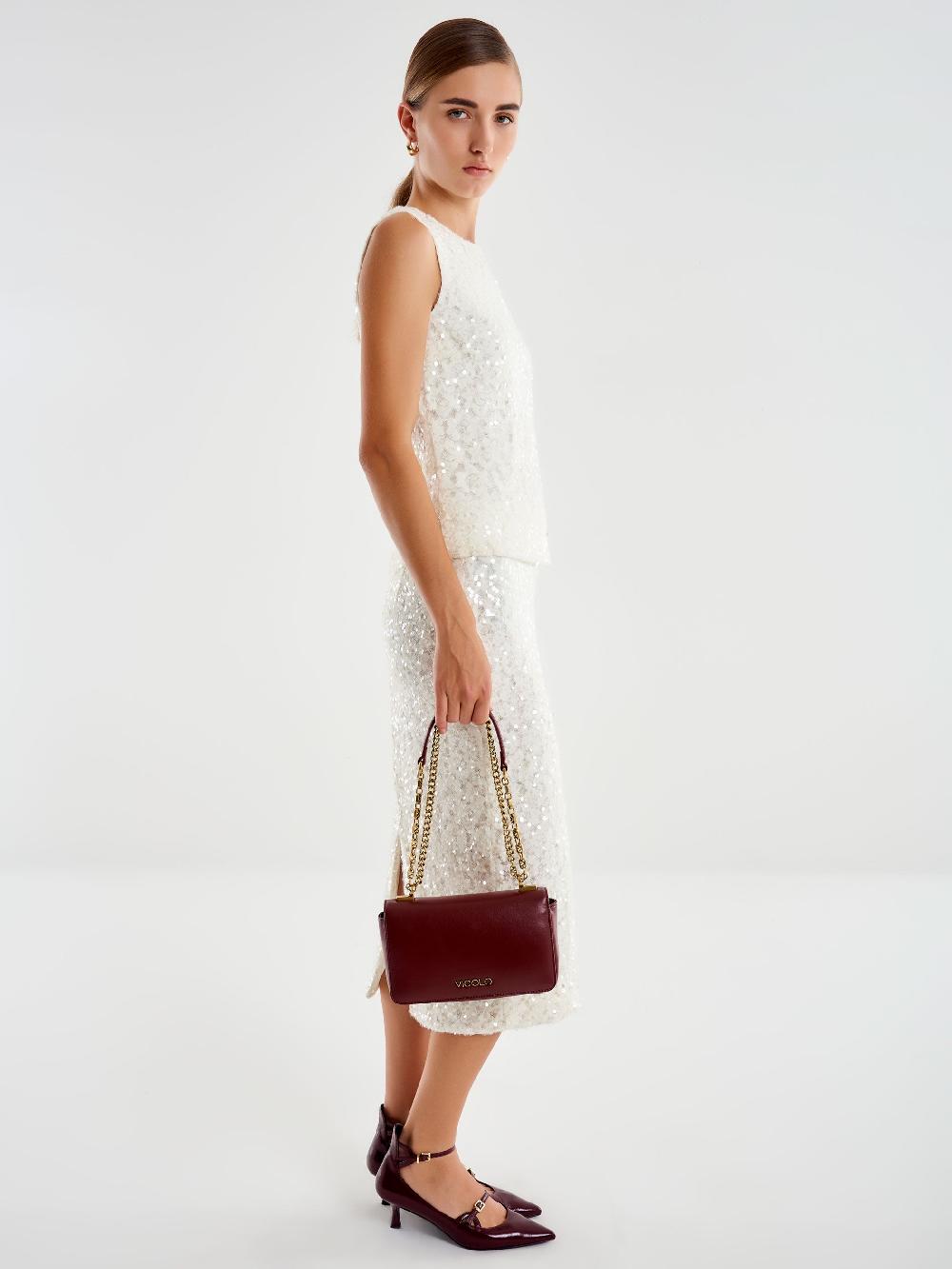 Vicolo Top in Pizzo e Paillettes Bianco 2025