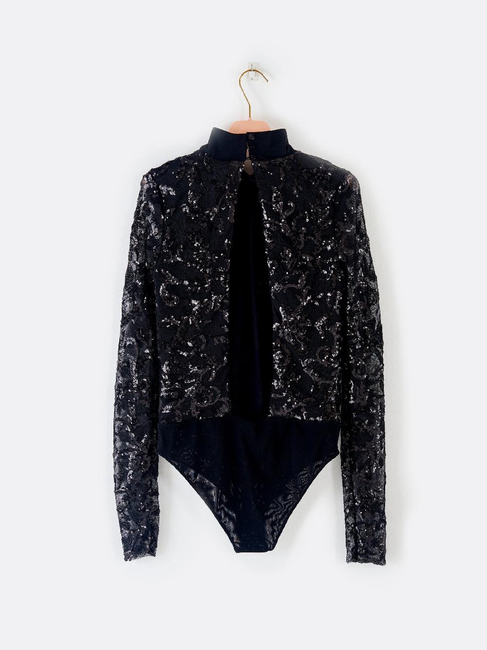 Vicolo Body Pizzo e Paillettes Nero Italia