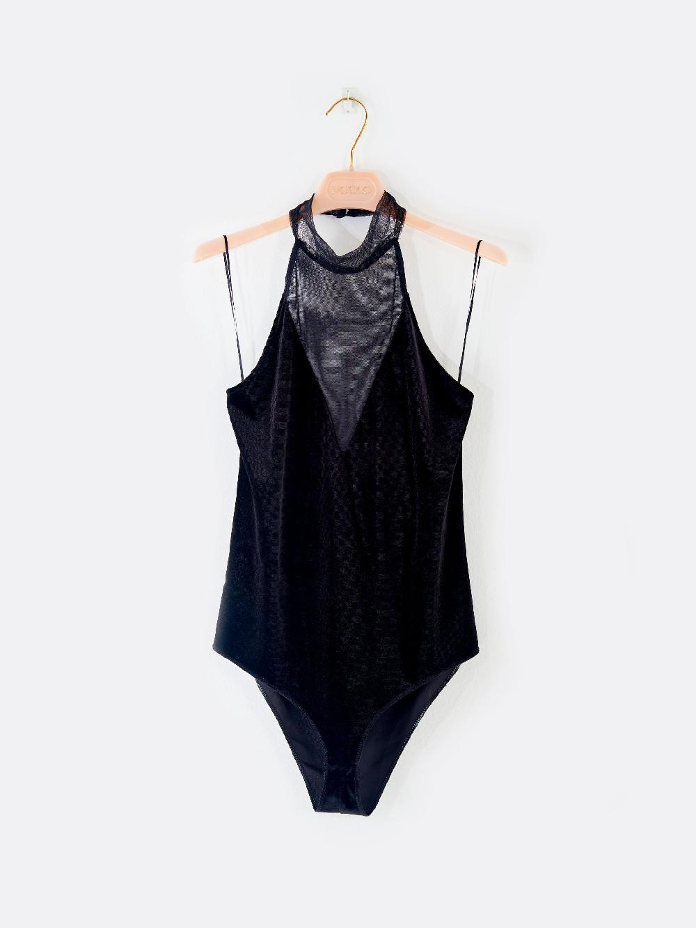 Vicolo Body in Tulle e Velluto Nero Vendita