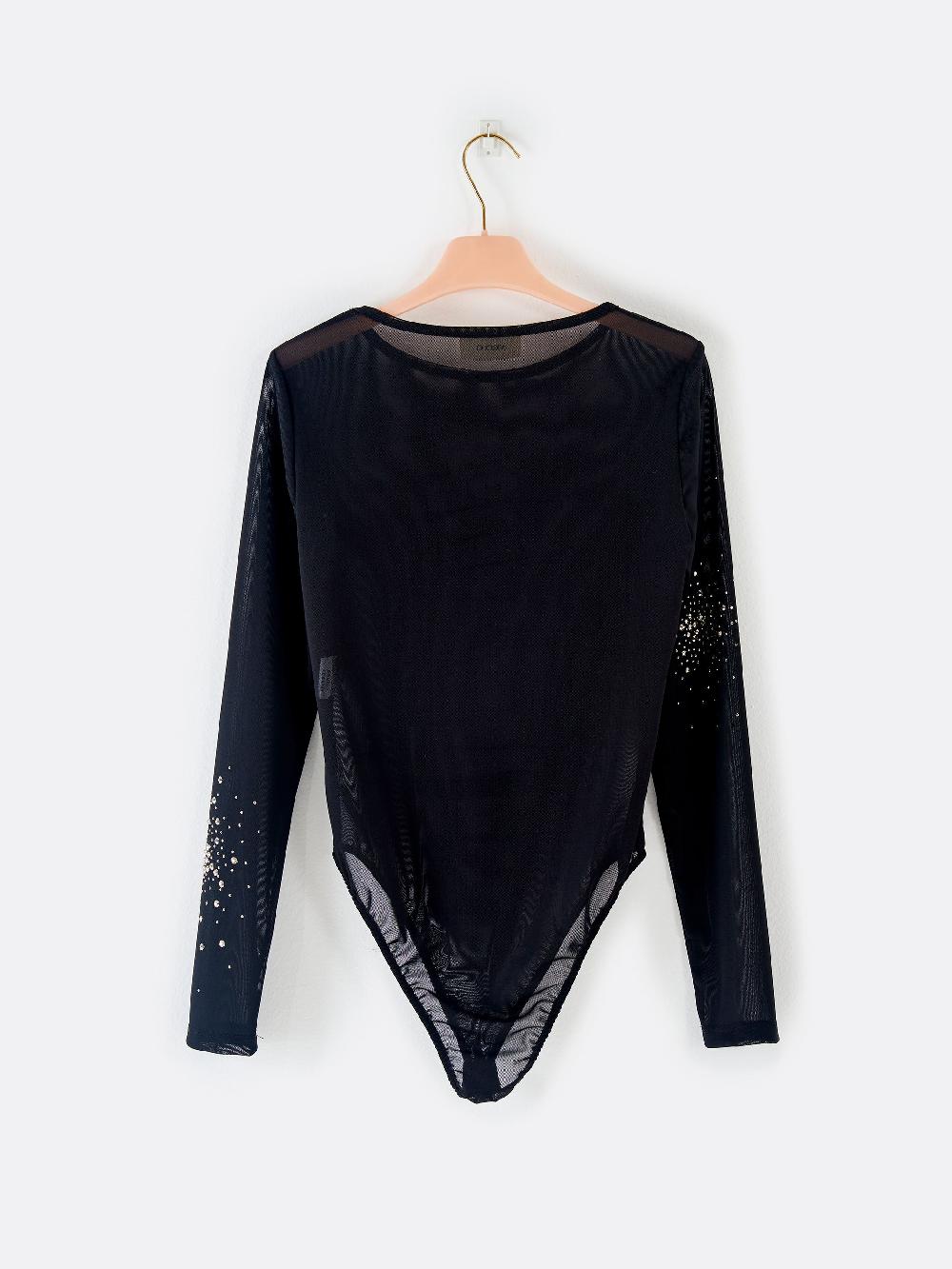 Vicolo Body in Tulle con Strass Nero Promozione