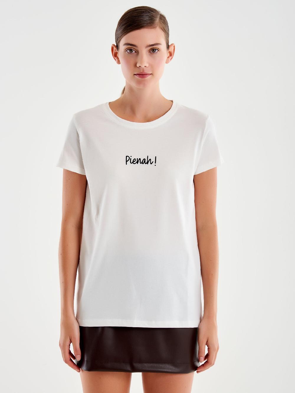Vicolo T- Shirt Ricamo "pienah" Bianco Negozi Online