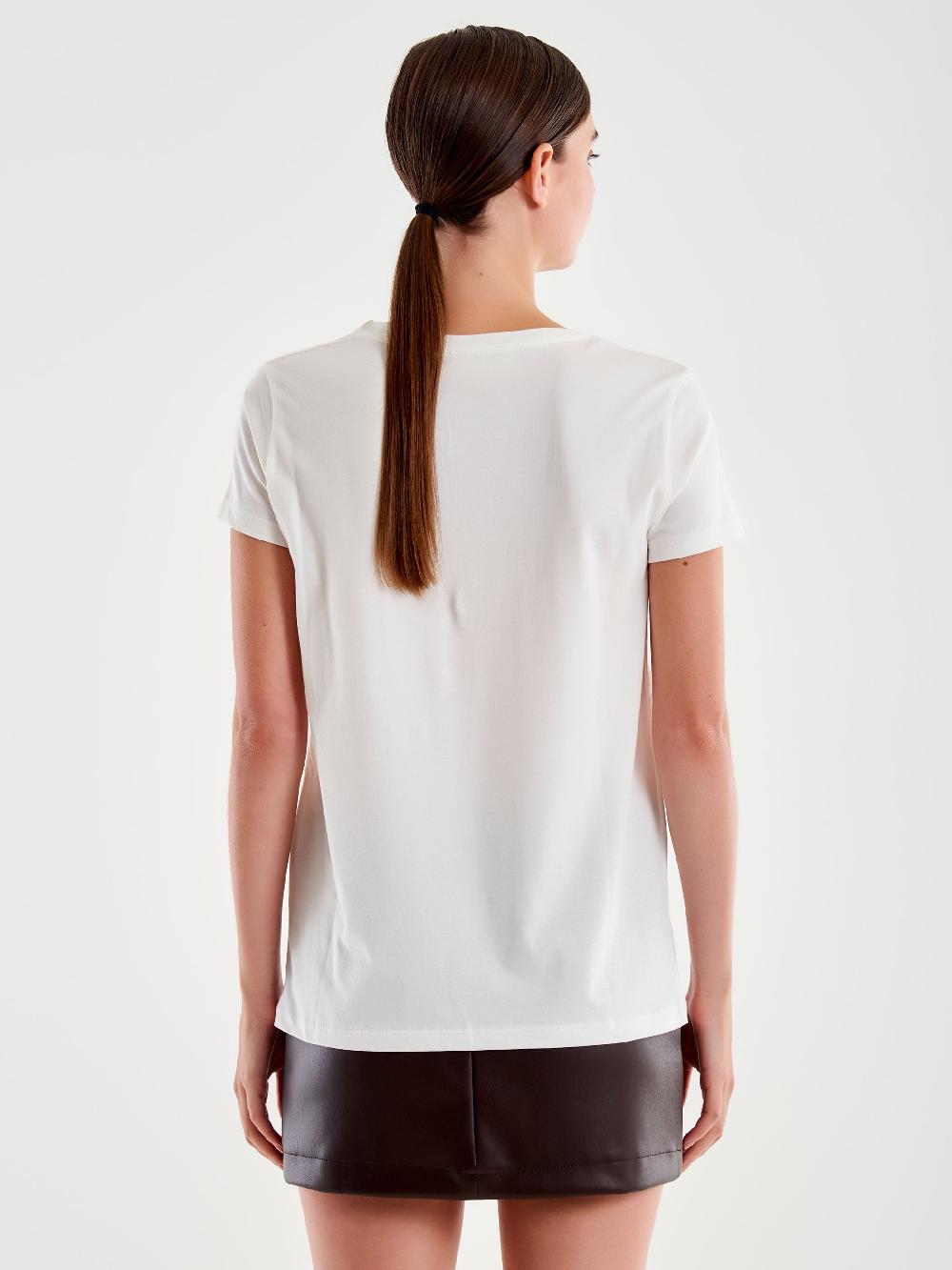 Vicolo T- Shirt Ricamo "pienah" Bianco Negozi Online