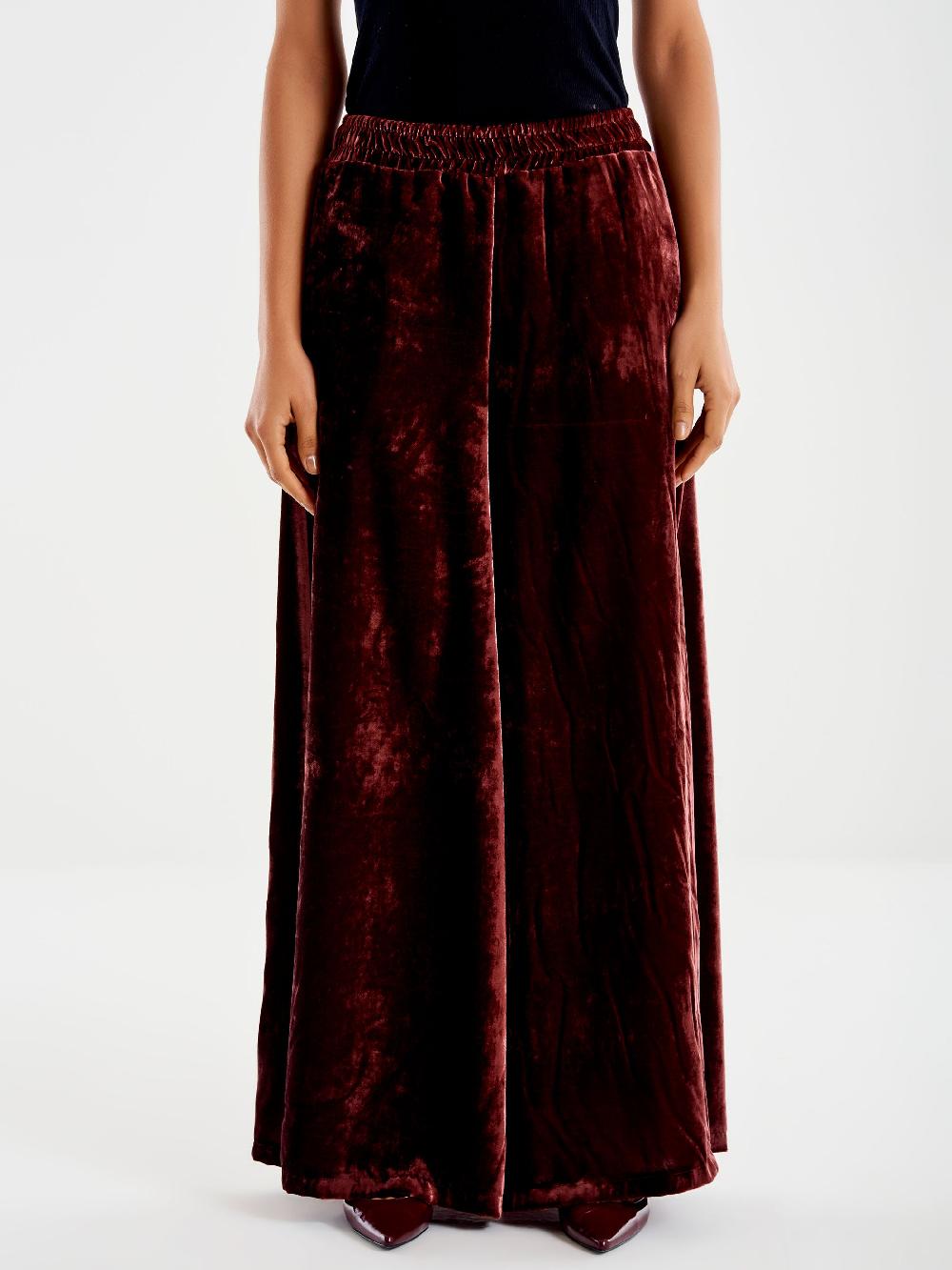 Vicolo Pantalone In Velluto con Elastico Bordeaux Fino Al -60%