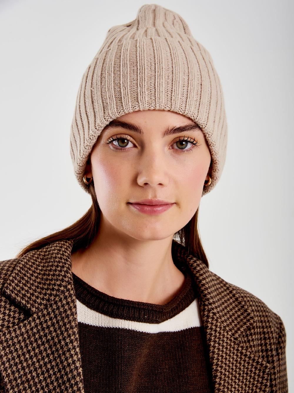 Vicolo Berretto in Maglia Basic Beige Offerte