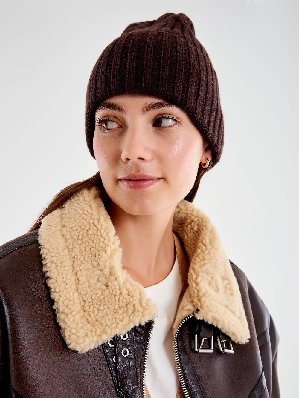 Vicolo Berretto in Maglia Basic Marrone Cyber Monday