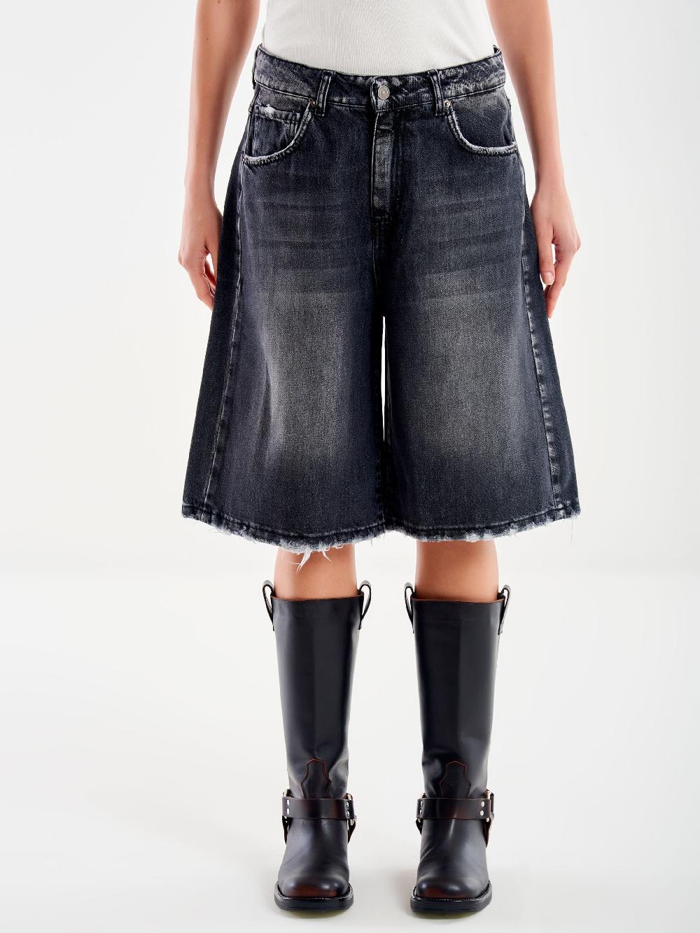 Vicolo Jeans Bermuda Nero Rotture Nero Offerte