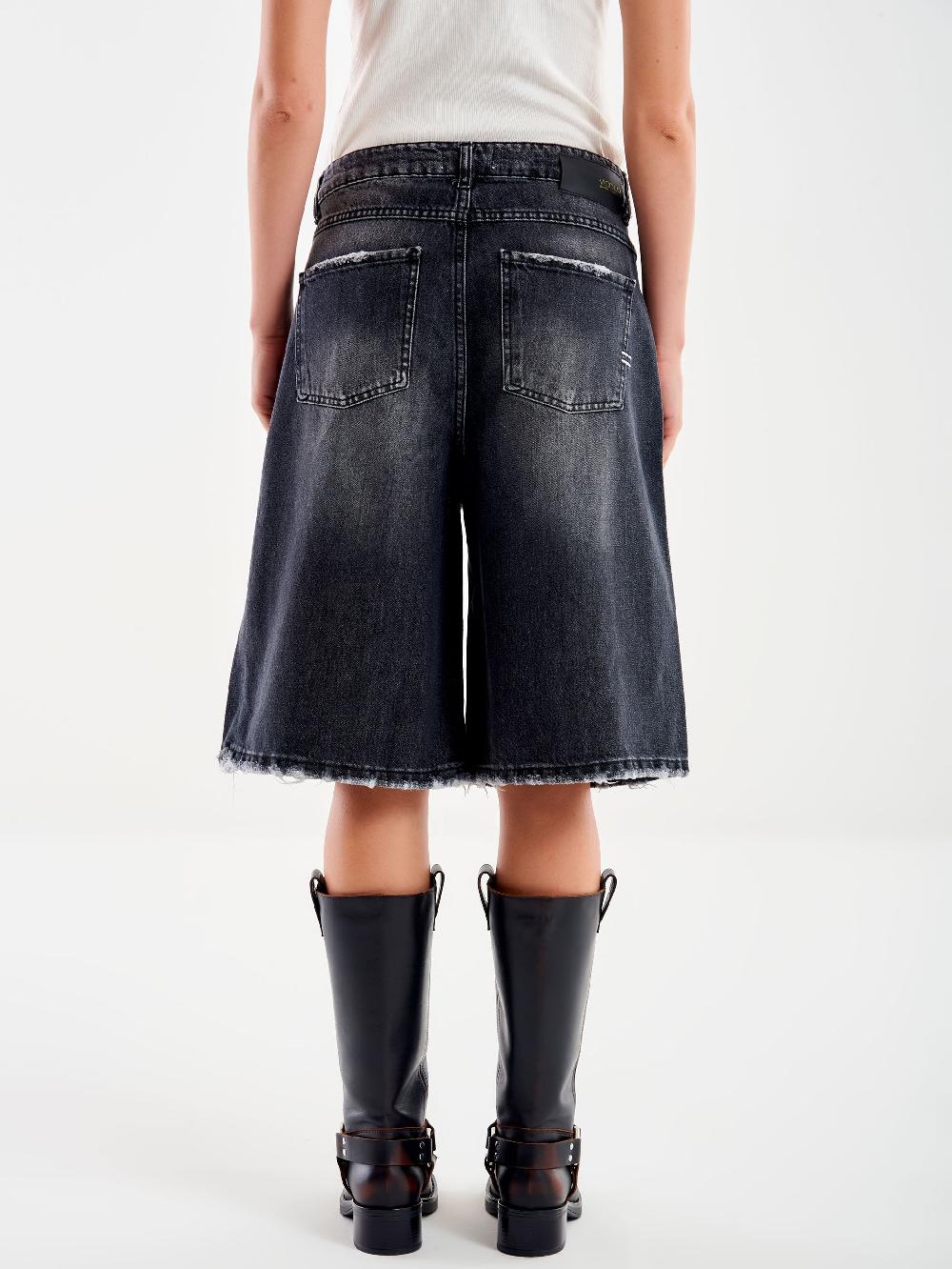 Vicolo Jeans Bermuda Nero Rotture Nero Offerte