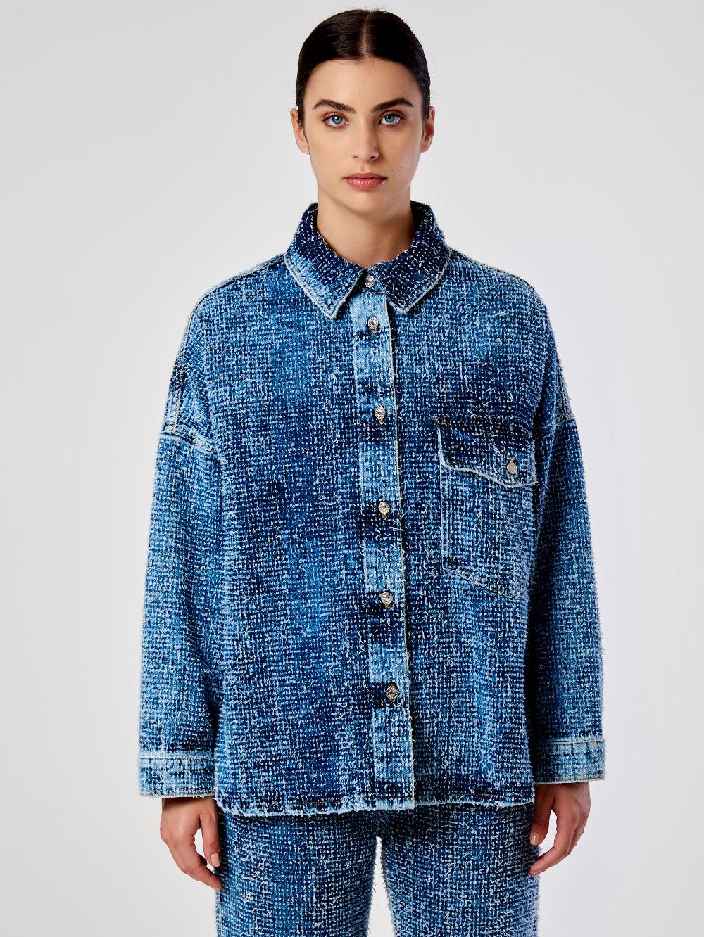 Vicolo Camicia in Denim OverBlu Vendita Economica