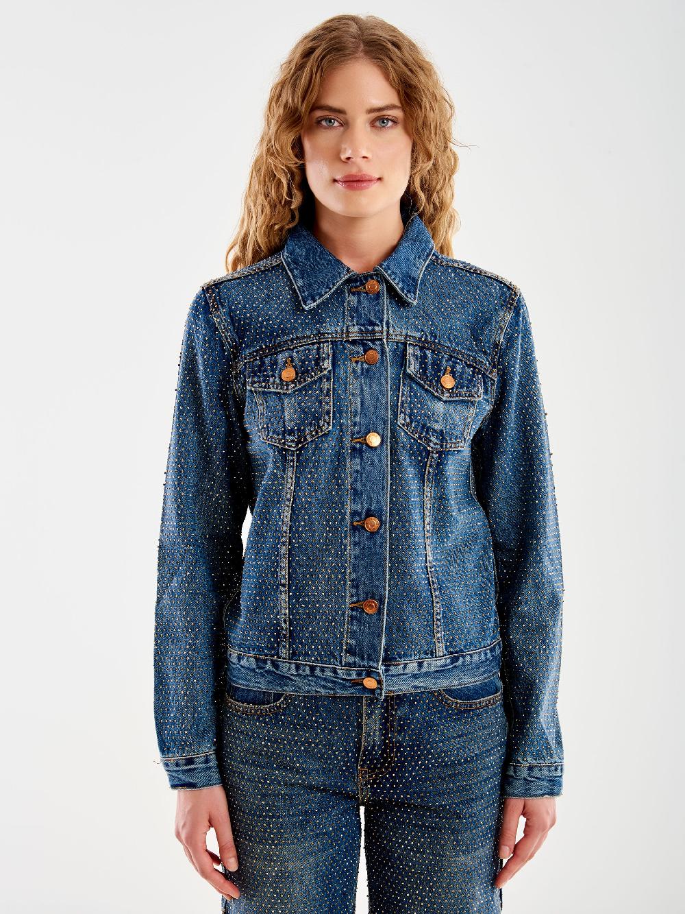 Vicolo Giacca Jeans e Strass Blu Saldi Di Fabbrica