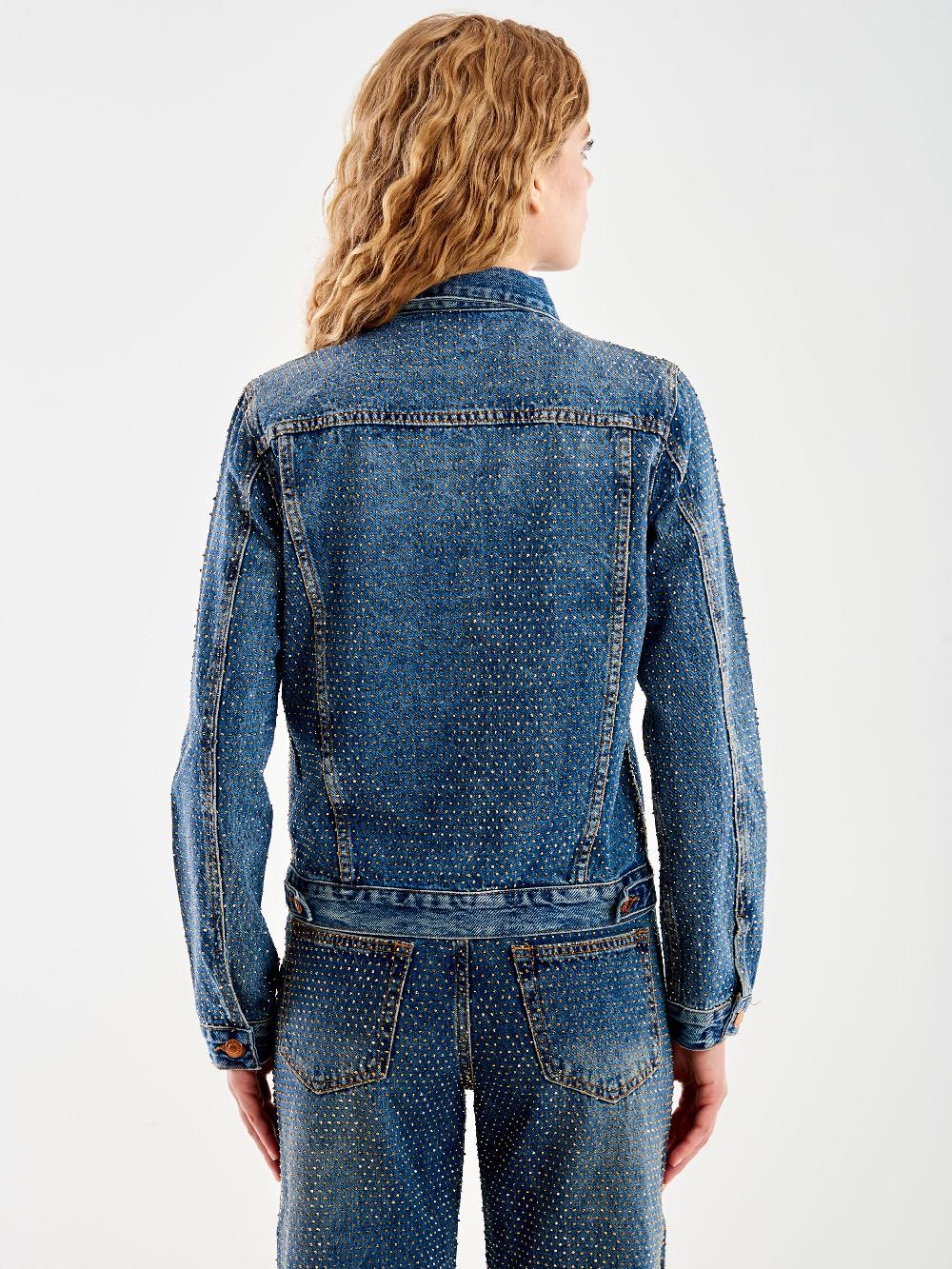 Vicolo Giacca Jeans e Strass Blu Saldi Di Fabbrica
