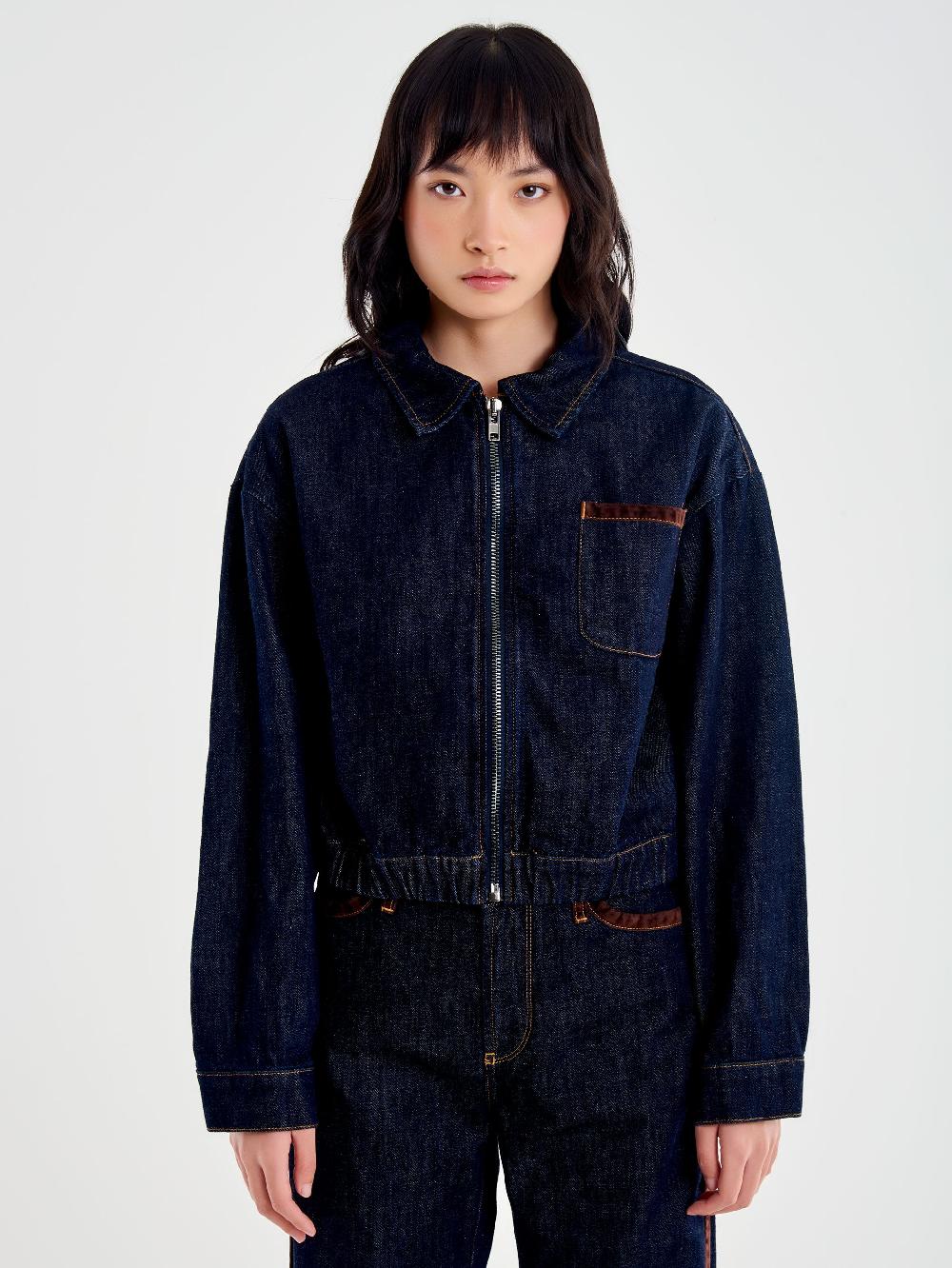 Vicolo Giubbotto in Denim Dettagli Alcantara Blu 50% di sconto con spedizione gratuita